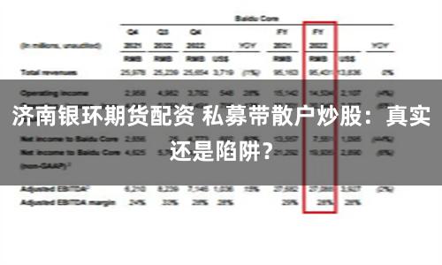 济南银环期货配资 私募带散户炒股：真实还是陷阱？